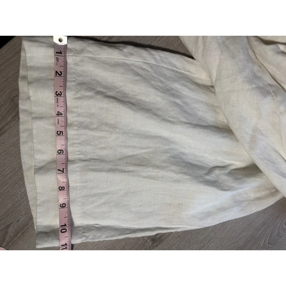 Banana Republic Womens White 100% Linen Wide Leg Pants High Rise Trousers L Boho
